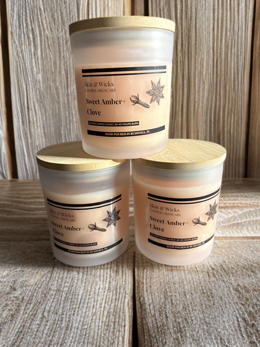 Sweet Amber & Clove Luxury Soy Candle | Warm Spice
