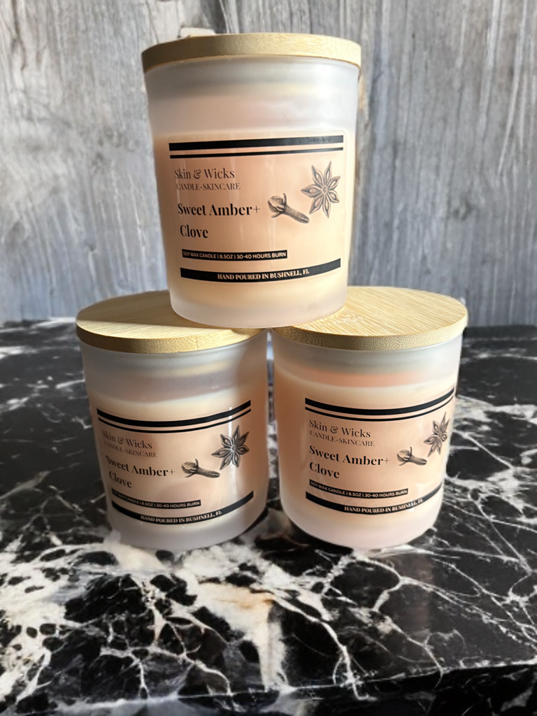 Sweet Amber & Clove Luxury Soy Candle | Warm Spice