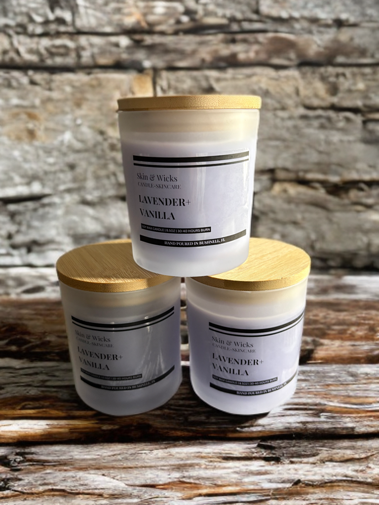 Lavender Vanilla Soy Candle | Relaxing Luxury Candle | Skin & Wicks