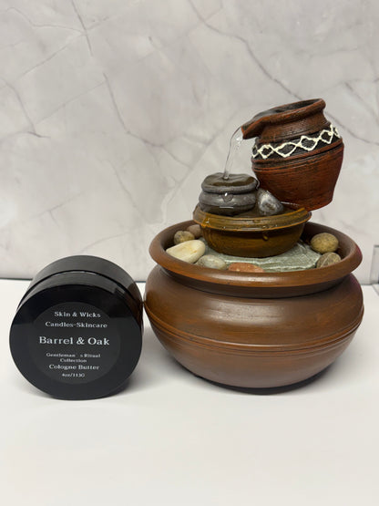 Barrel & Oak Gift Set | Luxury Candle, Beard & Skin Elixir & Cologne Butter | Skin & Wicks