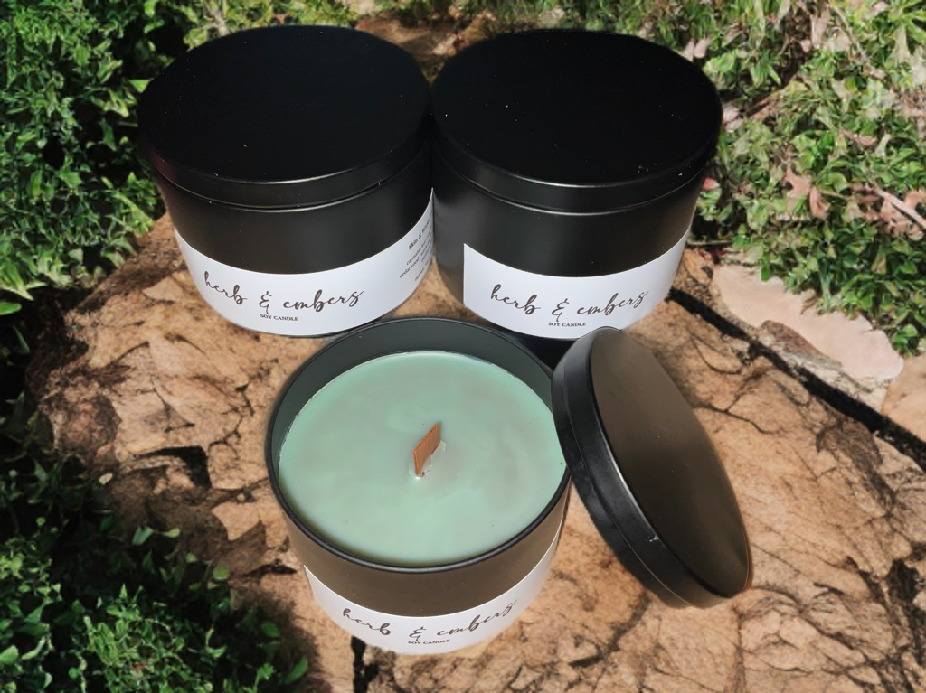 Herb & Ember Luxury Soy Candle | Herbal Smoke & Amber | Skin & Wicks
