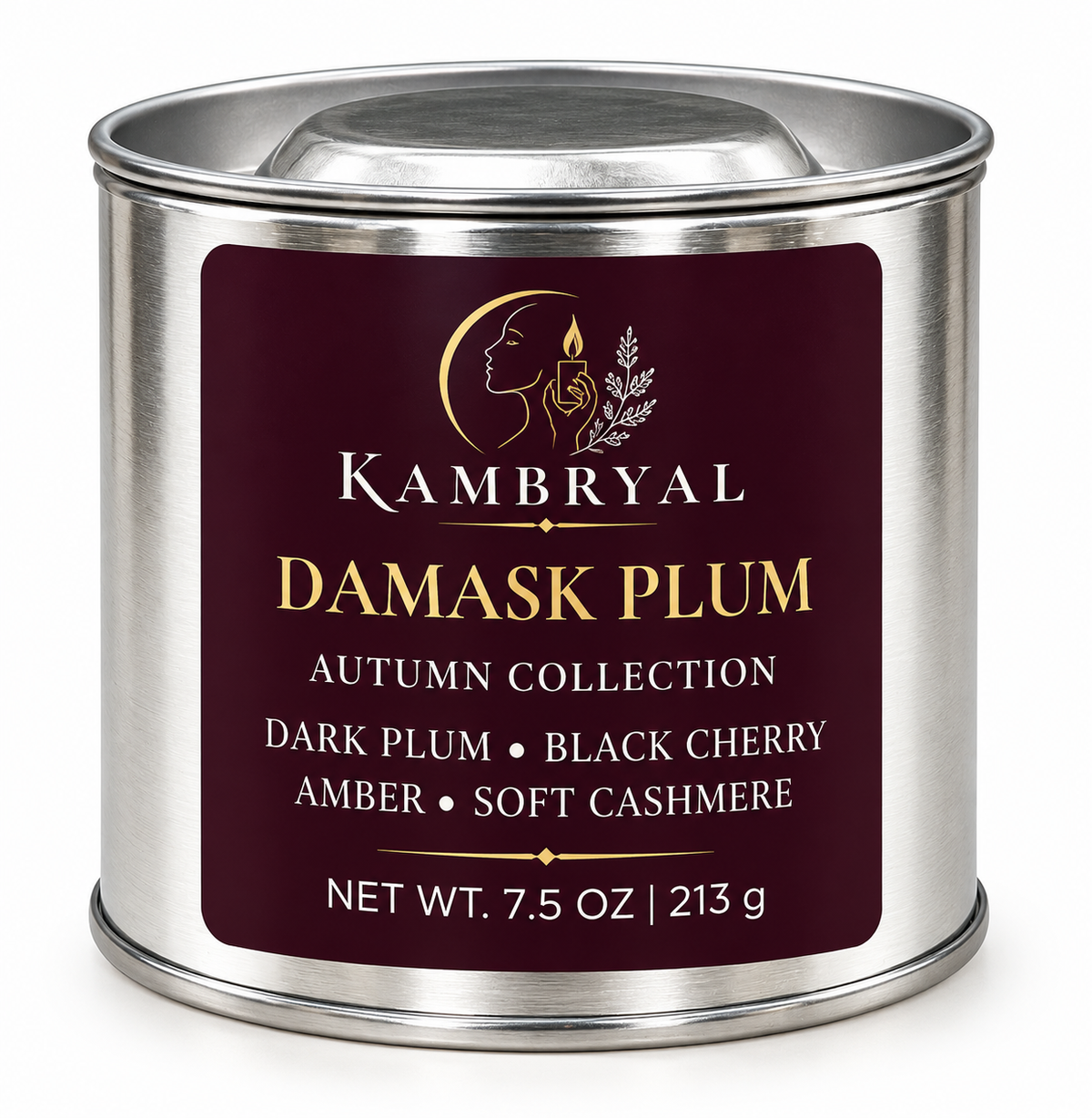 KAMBRYAL Damask Plum Autumn Collection 7.5 oz candle front