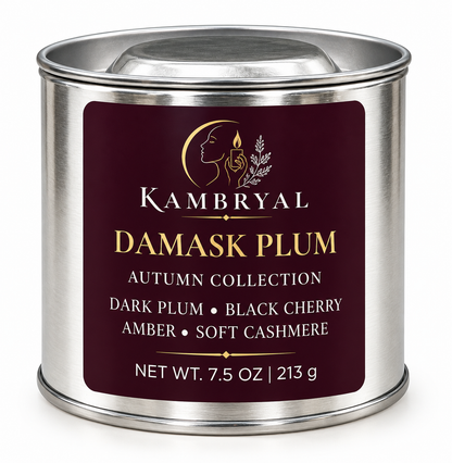 KAMBRYAL Damask Plum Autumn Collection 7.5 oz candle front